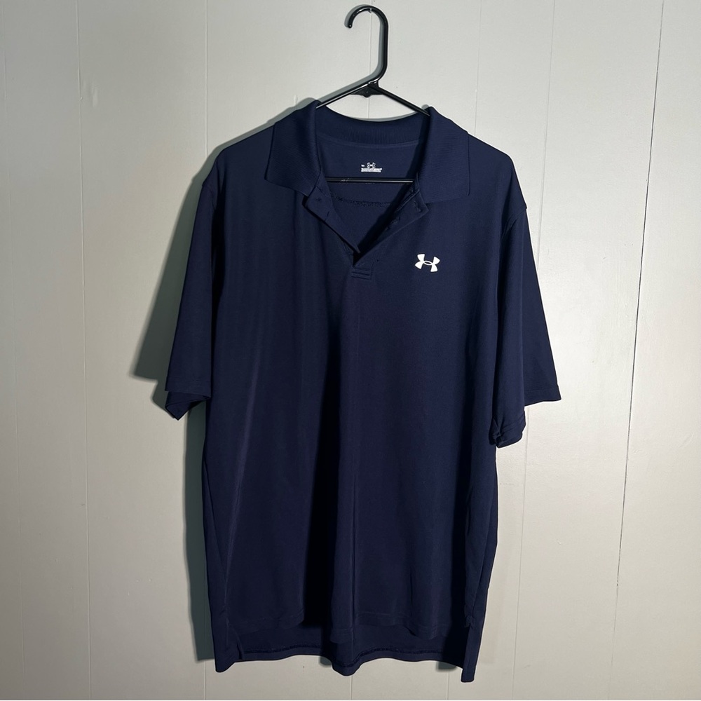 Under Armour Men’s Polo Shirt Large Navy Blue Short Sleeve Golf
